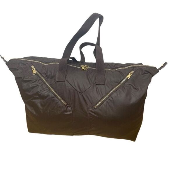 Yves Saint Laurent YSL Dark Brown‎ Nylon Duffle Bag Hampton Boston Travel Tote - Picture 1 of 11